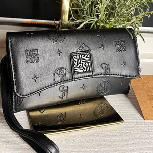 Steve Madden Black Logo Wallet Wristlet Crossbody Chain Strap NWT